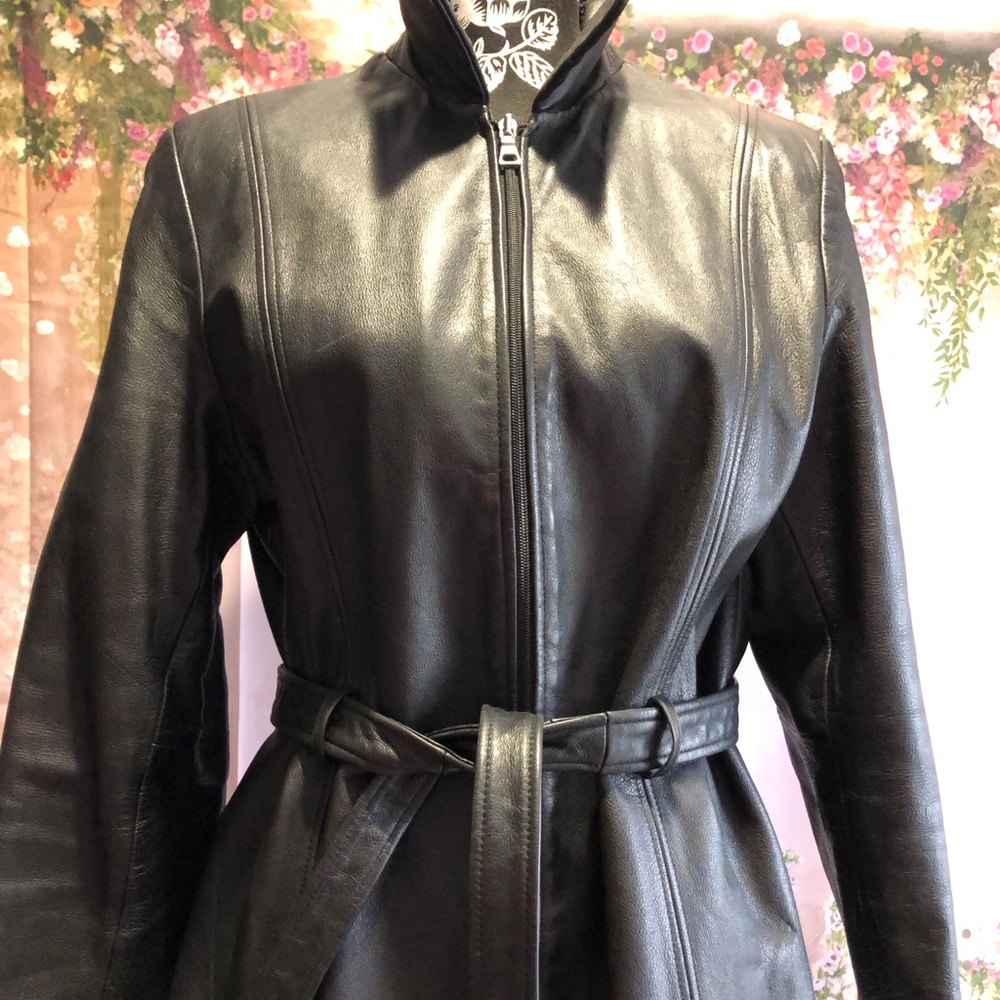 Soft Genuine Black Leather Jacket with Belt